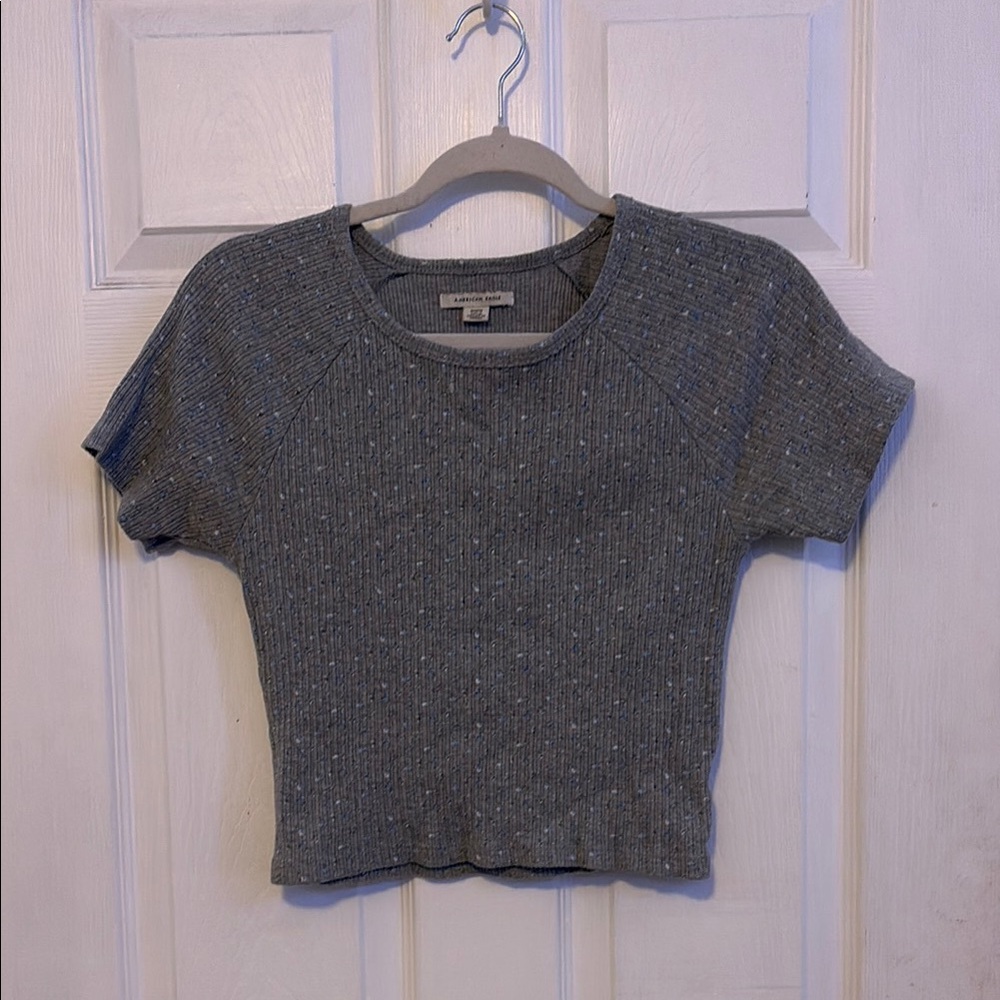 American Eagle Grey Ribbed Crop Top